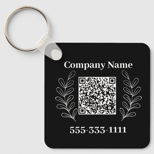 Black&white Modern Minimalist QR Code Key Ring (Front)