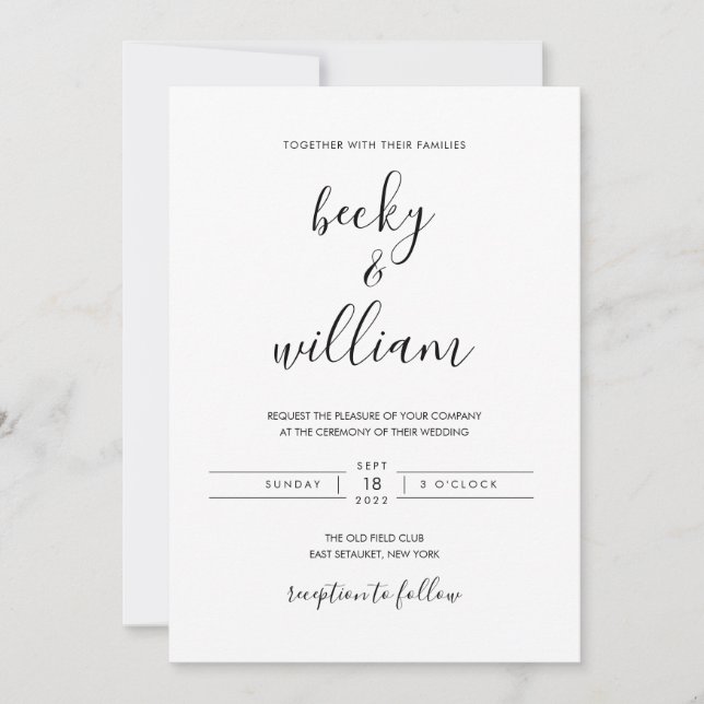 Black & White Modern Minimalist Wedding Invitation (Front)