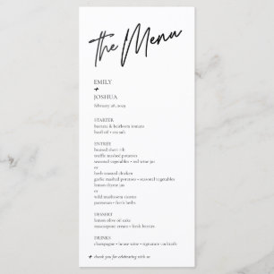 Black White Modern Minimalist Wedding Menu