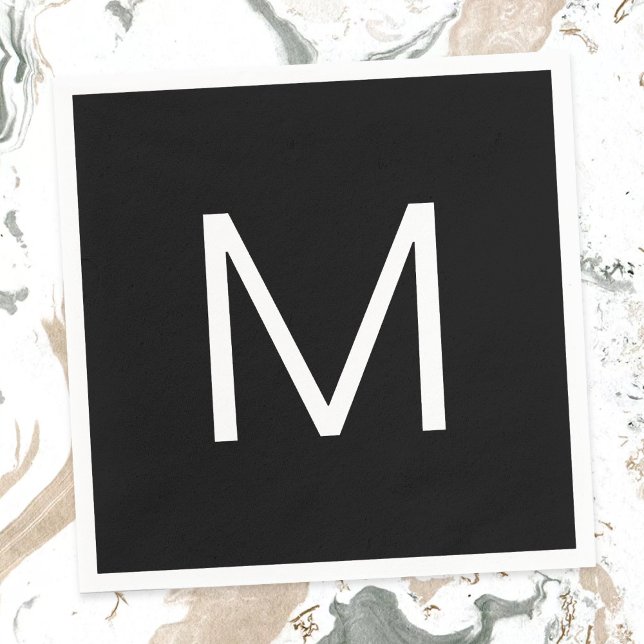 Black & White Modern Minimalistic Letter Napkin (Creator Uploaded)