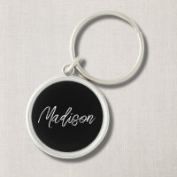 Black & White Modern Minmalist Keychain