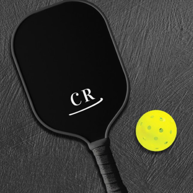 Black & White | Modern Monogram Initials Pickleball Paddle (Black & White | Modern Monogram Initials Pickleball Paddle)