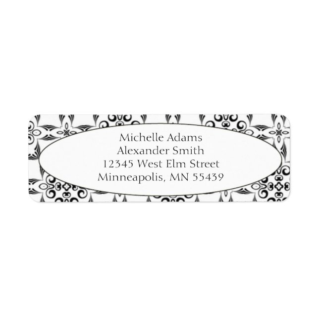 Black & White Modern Pattern Return Address Labels (Front)