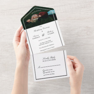 Black & White Modern Photo Handfasting Wedding All In One Invitation