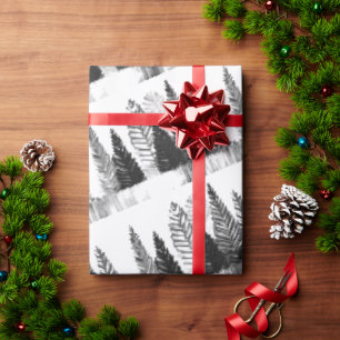 Black & White Modern Pine Forest Wrapping Paper