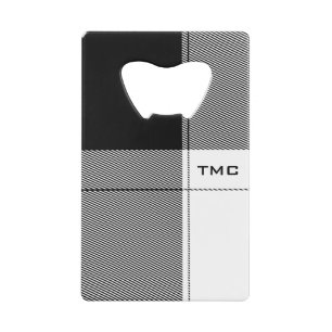 Black White Modern Plaid Initials Handsome Chic