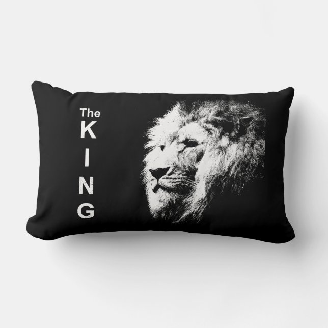 Black & White Modern Pop Art Lion Template Lumbar Cushion (Front)