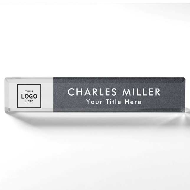 Black & white Modern Professional business logo  Nameplate (Front)