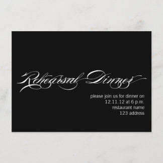 Black White Modern Rehearsal Dinner Invitation