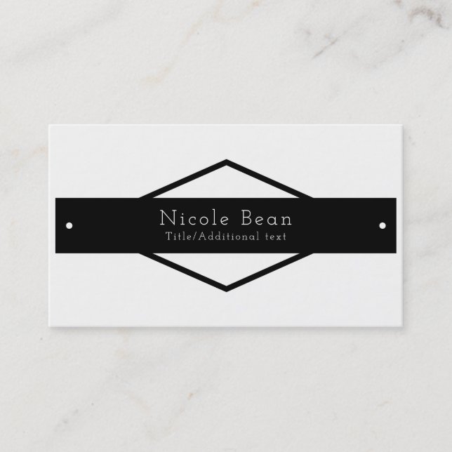 Black & White Modern Rustic Chic Black Diamond Business Card (Front)