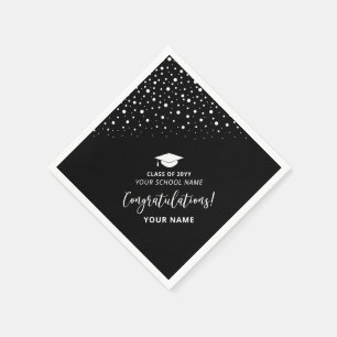 Black & White Modern School Graduation Party Napkin