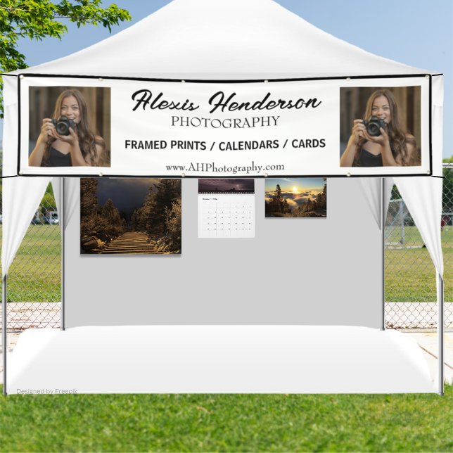 Black & White Modern Script 2 Photo Booth Tent Banner (Creator Uploaded)