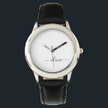 Black White Modern Script Girly Monogram Name<br><div class="desc">Black and White Simple Script Monogram Name Watch. This makes the perfect sweet 16 birthday,  wedding,  bridal shower,  anniversary,  baby shower or bachelorette party gift for someone that loves glam luxury and chic styles.</div>