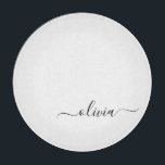 Black White Modern Script Girly Monogram Name Cutting Board<br><div class="desc">Black and White Simple Script Monogram Name Cutting Board. This makes the perfect graduation,  birthday,  wedding,  bridal shower,  anniversary,  baby shower or bachelorette party gift for someone that loves glam luxury and chic styles.</div>