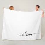 Black White Modern Script Girly Monogram Name Fleece Blanket<br><div class="desc">Black and White Simple Script Monogram Name and Initial Fleece Blanket. This makes the perfect sweet 16 birthday,  wedding,  bridal shower,  anniversary,  baby shower or bachelorette party gift for someone that loves glam luxury and chic styles.</div>