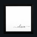 Black White Modern Script Girly Monogram Name Gift Box<br><div class="desc">Black and White Simple script Monogram Name Jewellery Keepsake Box. This makes the perfect graduation,  birthday,  wedding,  bridal shower,  anniversary,  baby shower or bachelorette party gift for someone that loves glam luxury and chic styles.</div>