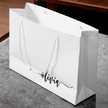 Black White Modern Script Girly Monogram Name Large Gift Bag<br><div class="desc">Black and White Simple Script Monogram Name Gift Bag. This makes the perfect sweet 16 birthday,  wedding,  bridal shower,  anniversary,  baby shower or bachelorette party gift bag for someone that loves glam luxury and chic styles.</div>
