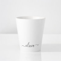 Black White Modern Script Girly Monogram Name