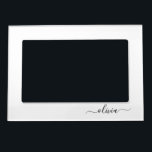Black White Modern Script Girly Monogram Name Magnetic Frame<br><div class="desc">Black and White Simple Script Monogram Name Magnetic Frame. This makes the perfect graduation,  birthday,  wedding,  bridal shower,  anniversary,  baby shower or bachelorette party gift for someone that loves glam luxury and chic styles.</div>