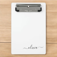 Black White Modern Script Girly Monogram Name