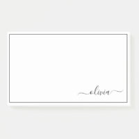 Black White Modern Script Girly Monogram Name