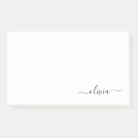 Black White Modern Script Girly Monogram Name