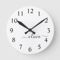 Black White Modern Script Girly Monogram Name