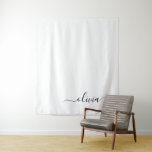 Black White Modern Script Girly Monogram Name Tapestry<br><div class="desc">Black and White Simple Script Monogram Name and Initial Tapestry. This makes the perfect sweet 16 birthday,  wedding,  bridal shower,  anniversary,  baby shower or bachelorette party gift for someone that loves glam luxury and chic styles.</div>