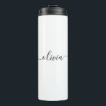 Black White Modern Script Girly Monogram Name Thermal Tumbler<br><div class="desc">Black and White Simple Script Monogram Name Drink Tumbler. This makes the perfect sweet 16 birthday,  wedding,  bridal shower,  anniversary,  baby shower or bachelorette party gift for someone that loves glam luxury and chic styles.</div>