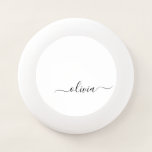 Black White Modern Script Girly Monogram Name Wham-O Frisbee<br><div class="desc">Black and White Simple Script Monogram Name Frisbee. This makes the perfect graduation,  birthday,  wedding,  bridal shower,  anniversary,  baby shower or bachelorette party gift for someone that loves glam luxury and chic styles.</div>