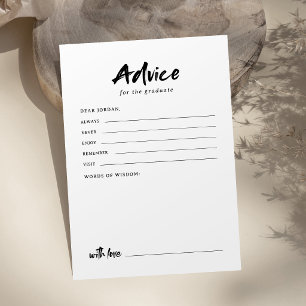 Black & White Modern Script Photo Graduation Advice Card