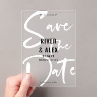 Black White Modern Script Save the Date