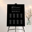 Black white modern script wedding seating chart