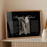 Black & White Modern Script Wedding Vows w/ Photo
