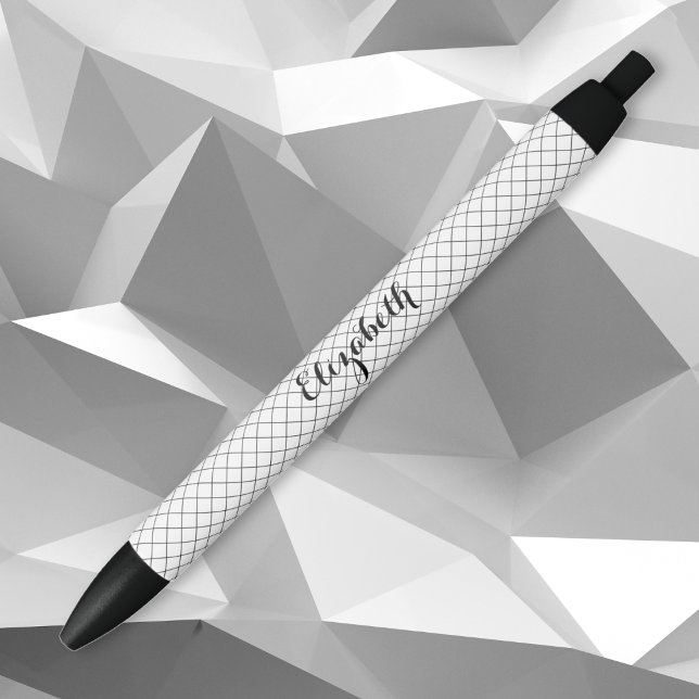 Black White Modern Stylish Pattern Monogrammed Ink Pen (Black White Modern Stylish Pattern Monogrammed Black Ink Pen)