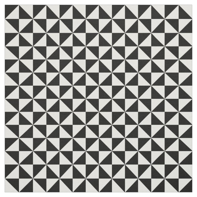 Black White Modern Triangles Pattern Fabric (Swatch)