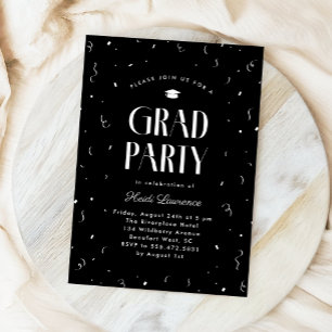 Black + White Modern Typography Graduation Party Invitation