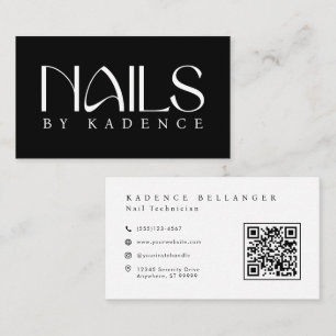 Black White Modern Typography Nails Business Card