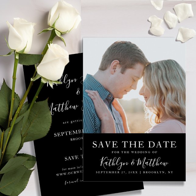 Black & White Modern Typography Photo Wedding Save The Date (Creator Uploaded)