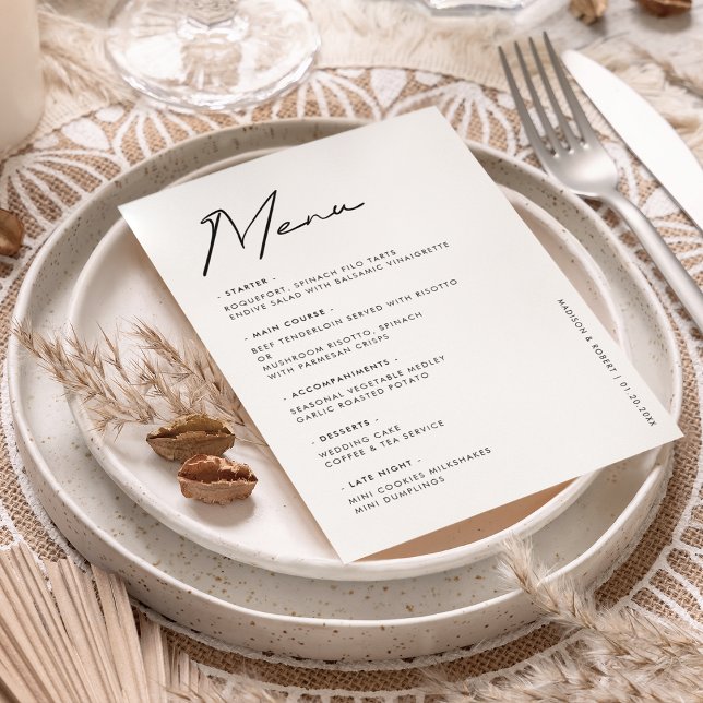 Black White Modern Typography Wedding Table Menu (Creator Uploaded)