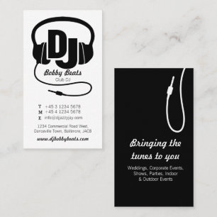 Black & white mono DJ promoter business card