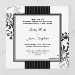 Black & White Monochrome Band Wedding Invitation