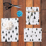 Black White Monochrome Christmas Trees Minimal  Wrapping Paper Sheet<br><div class="desc">This design may be personalised by choosing the Edit Design option. You may also transfer onto other items. Contact me at colorflowcreations@gmail.com or use the chat option at the top of the page if you wish to have this design on another product or need assistance. See more of my designs...</div>