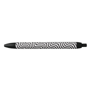 Black White Monochrome Wavy Striped Ink Pen