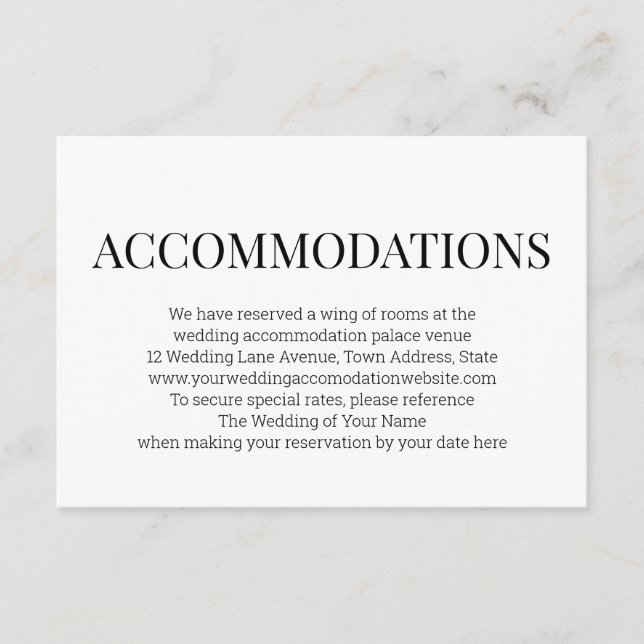 Black White Monogram Accommodation Enclosure Card (Front)