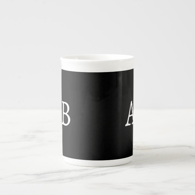Black White Monogram Brand Name Classic mug (Front)