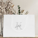 Black White Monogram Bridesmaid Proposal Gift Bag<br><div class="desc">Custom-designed wedding and bridal shower gift bag featuring classic modern style monogram with custom initial and name.</div>