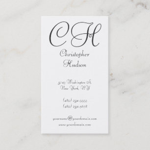 Black & White Monogram Calligraphy Business Card