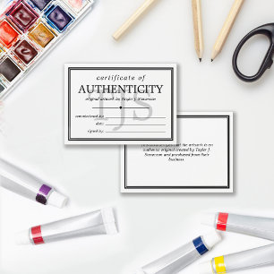 Black White Monogram Certificate of Authenticity