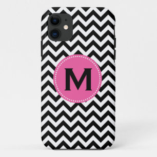 Black White Monogram Chevron Pattern Case-Mate iPhone Case